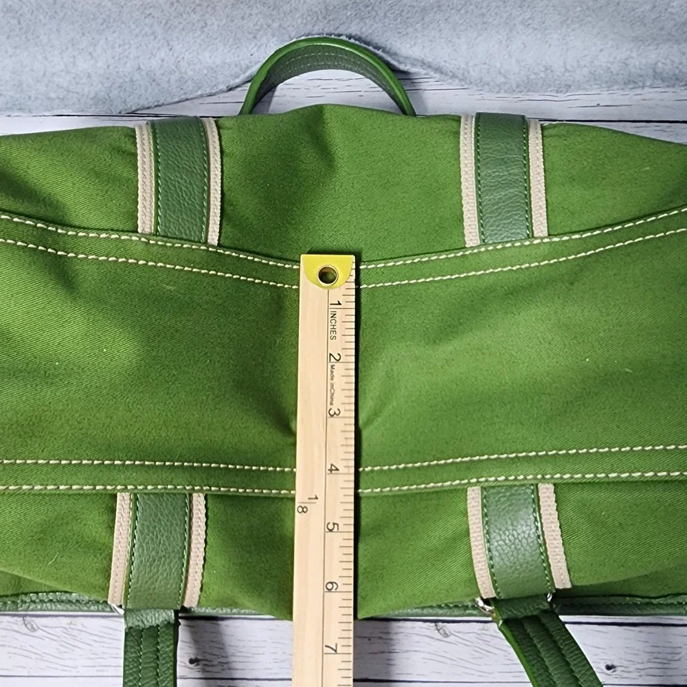 Kate Landry Tote Bag Womens Large Green Canvas Shoulder Purse Geometric Lining - Picture 10 of 11